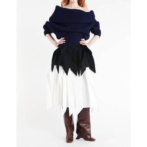 NEW AWAKE a line panel skirt in black/white
